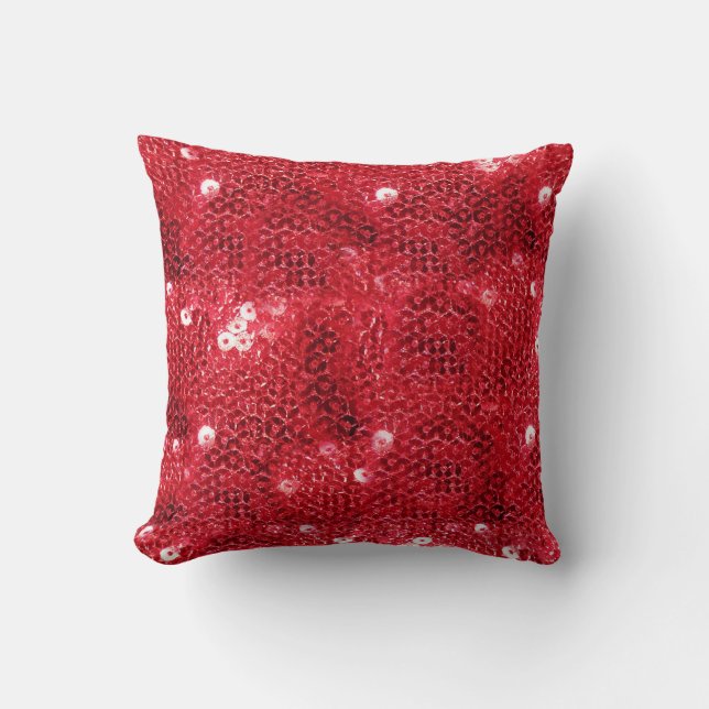 Coussin Séquins Faux - Motif Séquin Rouge (Recto)