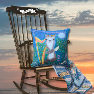 Coussin Serenade de l'ange de la lune à la harpe