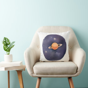 Coussin Sérénade de Saturne : Aquarelle cosmique