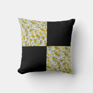 Coussin Sérénade Printemps : Frangipanis Jaune Sur Noir,