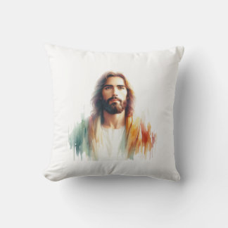 Coussin Serene Watercolor Jesus Christ Portrait – Spiritua