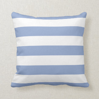 Coussin Sérénité bleue et blanc barré