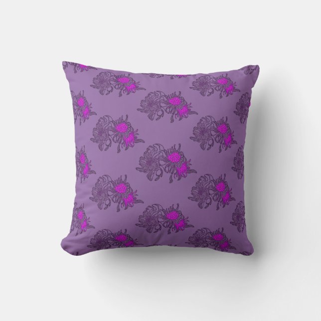 Coussin Sérénité Fleur de Chrysanthème Violet (Recto)