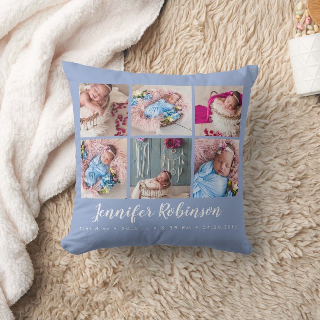 Coussin Sérénité moderne état de naissance bleu photo Coll (Couverture)