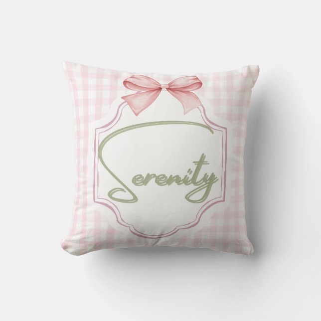 Coussin Sérénité personnalisée Bébé Fille Nursery Bow (Recto)