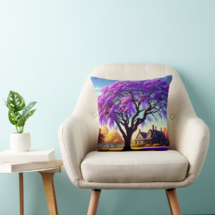 Coussin **"Sérénité rustique : L'Embrace pourpre de Jacara
