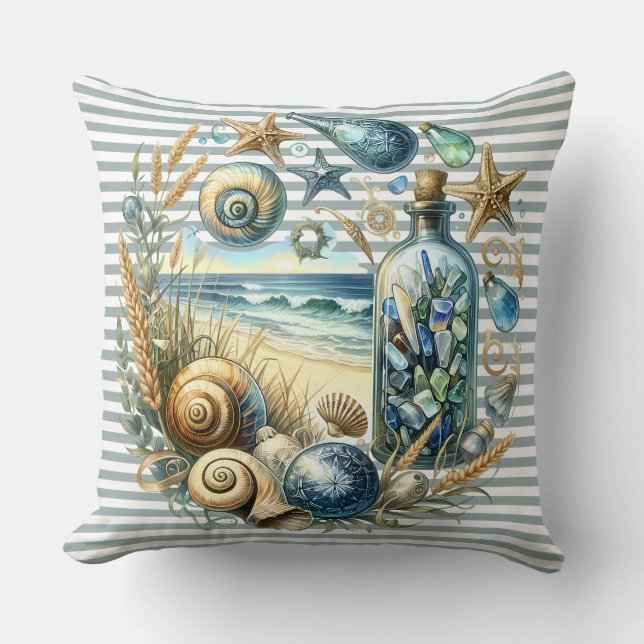 Coussin Serenity Côtier en bord de mer Wreath (Recto)