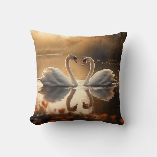 Coussin Serenity Twilight - Swans in Love (Recto)