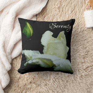 Coussin Serenity White Rosebud Mots Inspirants