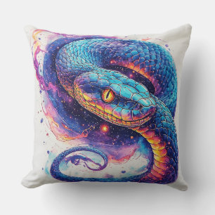 Coussin Serpent Cosmique aux Écailles Brillantes