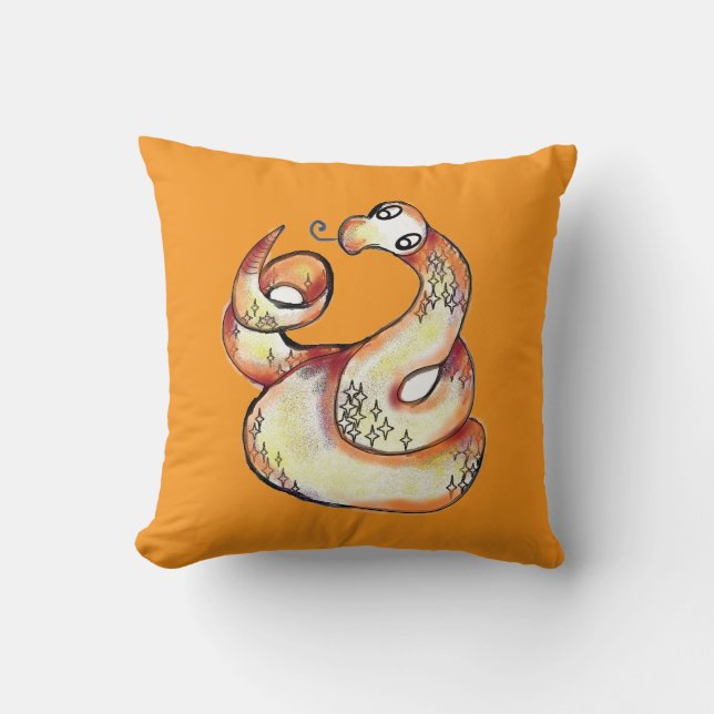 Coussin serpent sur orange (Recto)
