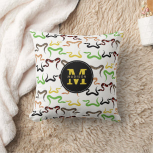 Coussin Serpents colorés Python Reptile Motif Monogramme