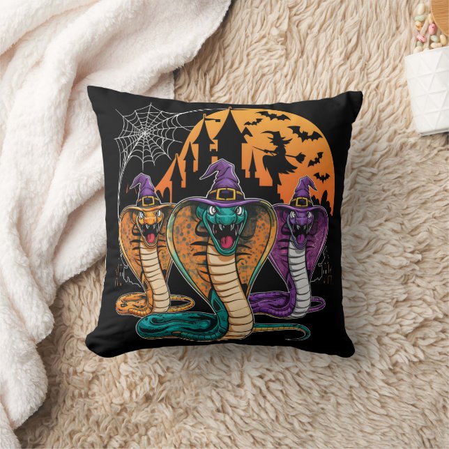 Coussin Serpents d'Halloween en costumes vibrants la nuit (Couverture)