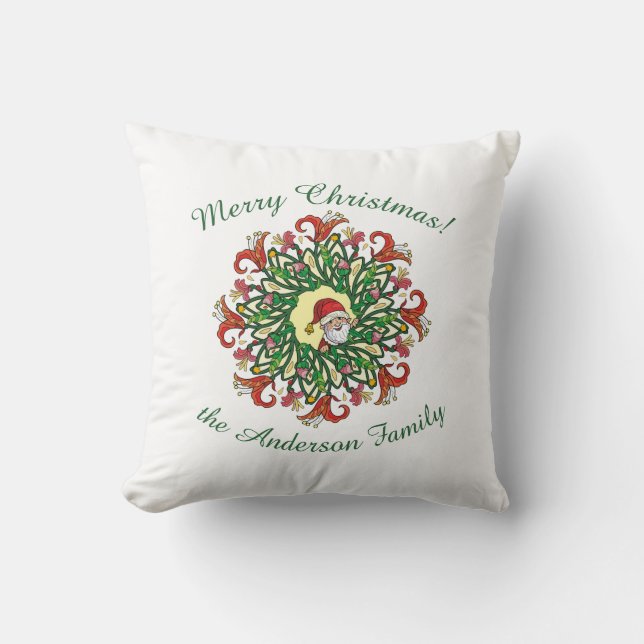 Coussin Serre de Noël & Père Noël, Noël personnalisé (Recto)