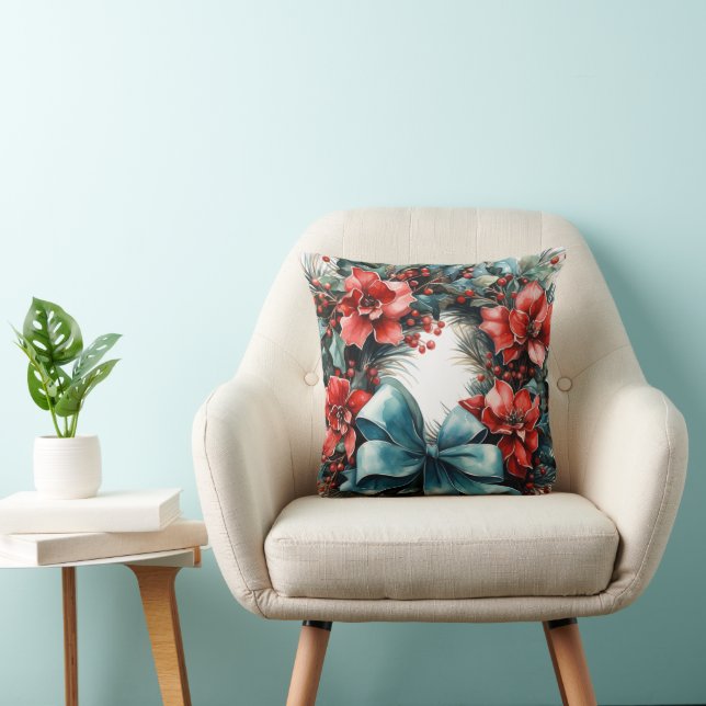 Coussin Serre de pin avec Fleurs rouges et Holly (Chaise)