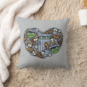 Coussin Sésame Sésame   Oscar the Grouch Doodle Heart