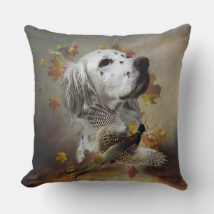 Coussin Setter anglais avec faisans, art