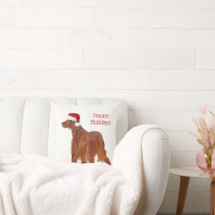 Coussin Setter irlandais avec Casquette du Père Noël
