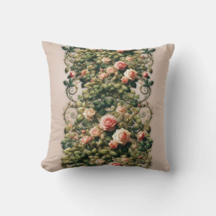 Coussin Shabby Chic Rose Vins Floral Élégant