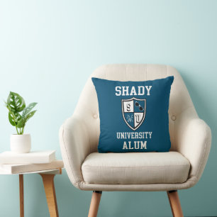 Coussin Shady University Alum grad personnalisé bleu océan
