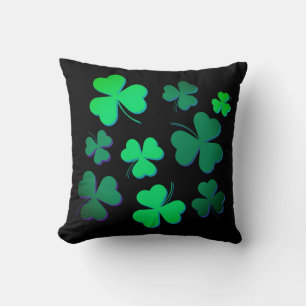 Coussin Shamrock Clover Irlande Irish Modern Green & Black