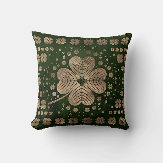 Coussin Shamrock d'Irlande d'or (Recto)