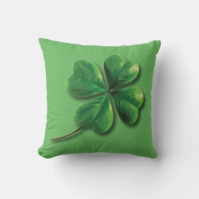 Coussin Shamrock irlandais vert moderne (Recto)