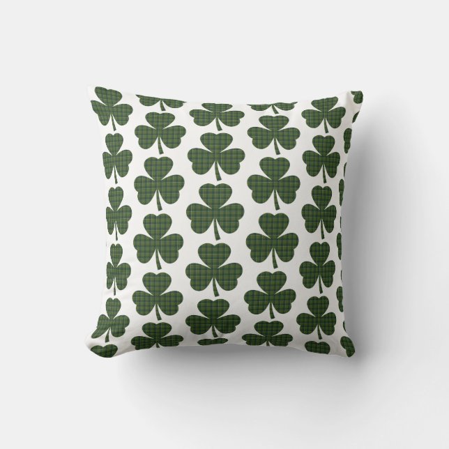Coussin Shamrock Shape Plaid Dark Green (Recto)