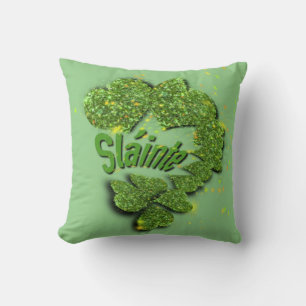 Coussin Shamrocks verts Coeurs étincelants Shainte