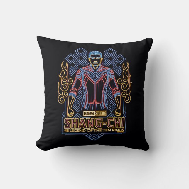 Coussin Shang-Chi Neon Lumière Graphique (Recto)