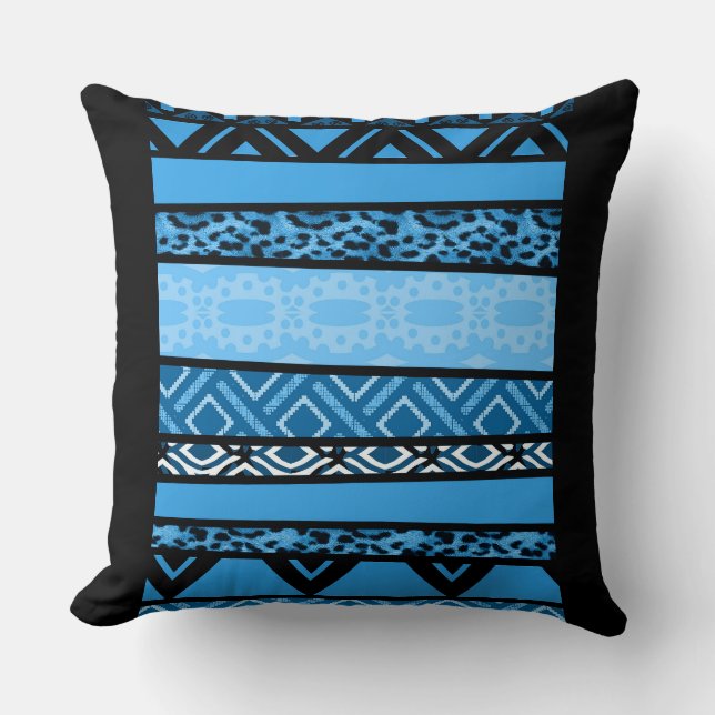 Coussin Shanghai Blue Tribal Design (Recto)