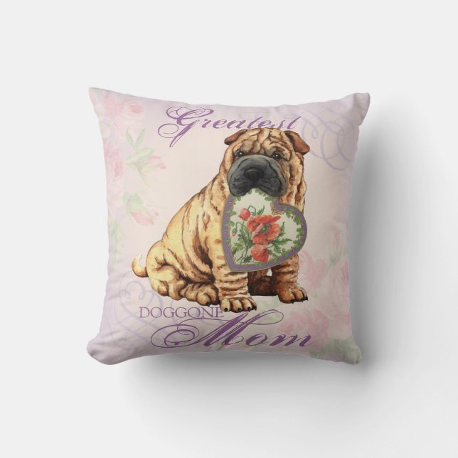 Coussin Shar Pei Heart Mom (Recto)