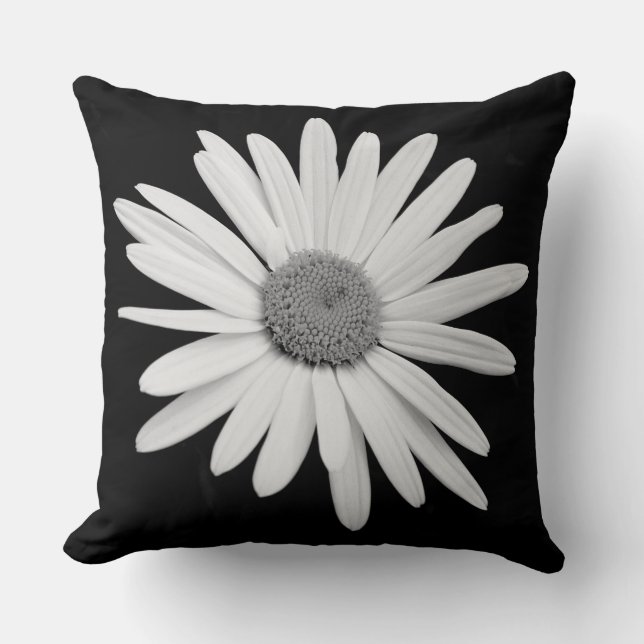 Coussin Shasta Daisy 02 - Noir et Blanc (Recto)