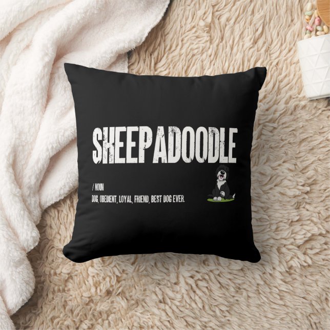 Coussin Sheepadoodle Chien Définition, Doodle Dog Noun Cad (Couverture)