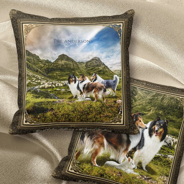 Coussin Sheepherd Rough Collies en Écosse Highlands - (Créateur téléchargé)
