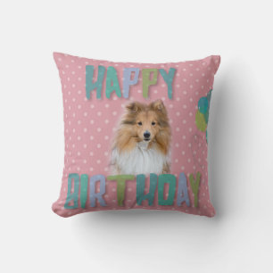 Coussin Sheltie Shetland berdog Joyeux anniversaire