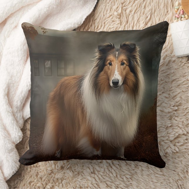 Coussin Shetland Sheepdog Halloween effrayant (Couverture)
