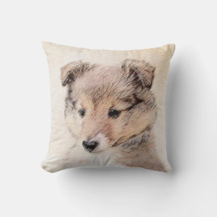 Coussin Shetland Sheepdog Puppy Peinture Chien original ar