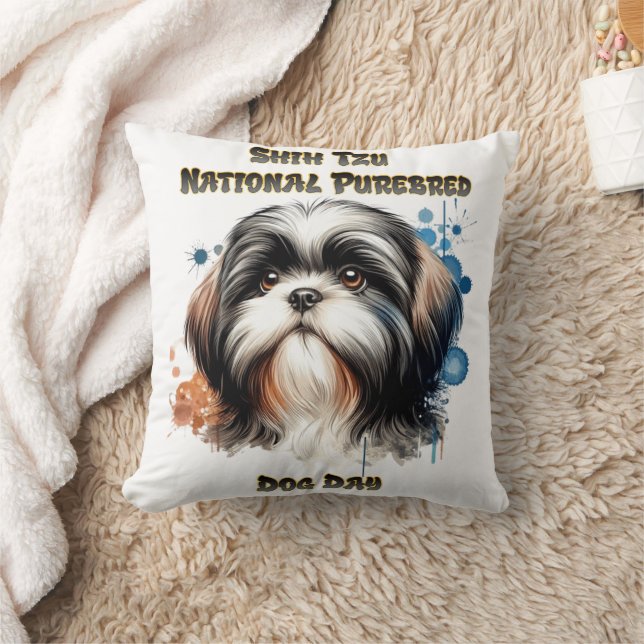Coussin Shih Tzu fête la Journée nationale du chien de Pur (Couverture)