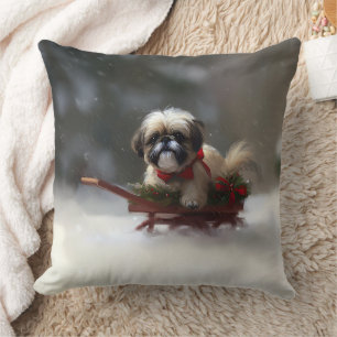 Coussin Shih Tzu Noël neige hiver