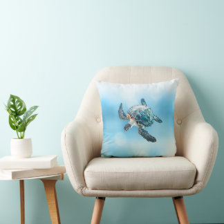 Coussin Shimmering Turquoise Sea Turtle | Coastal