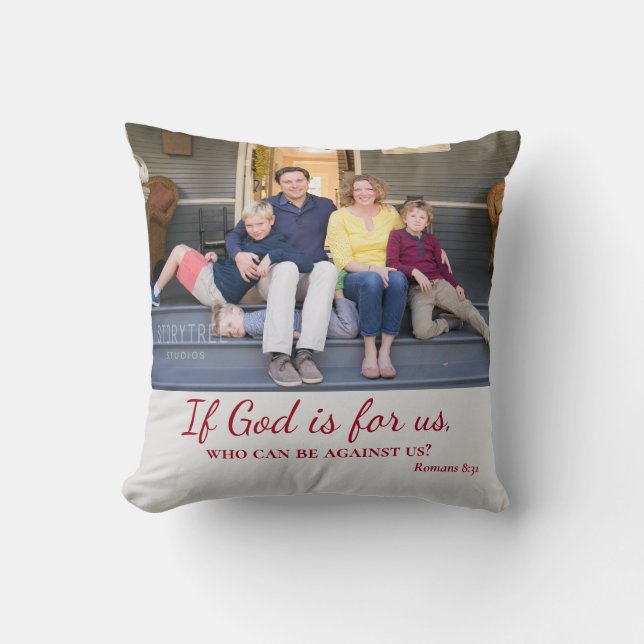 Coussin Si Dieu est pour nous Famille chrétienne Photo (Recto)