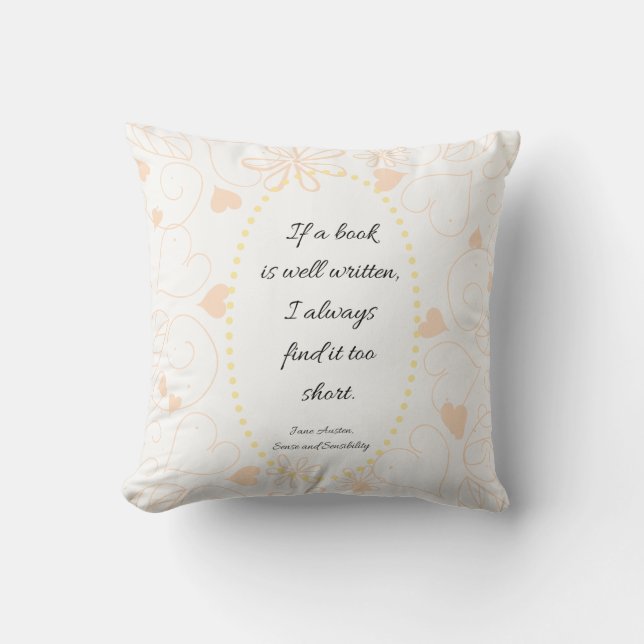 Coussin Si un livre est citation bien rédigée de Jane (Recto)