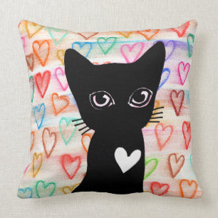 Coussin Si vous aimez les chats noirs - coeurs pour vous
