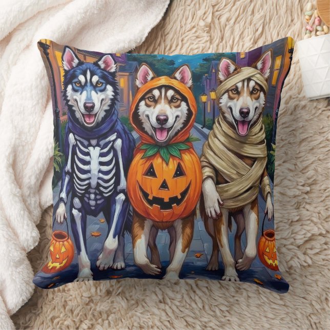 Coussin Siberian Husky Trick-or-Treating Halloween Costume (Couverture)