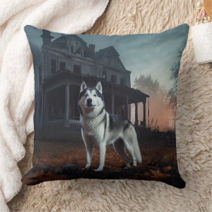Coussin Sibérie Husky Halloween effraie