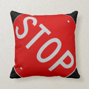 Coussin Signal d'arrêt noir / rouge et blanc