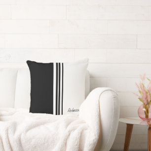 Coussin Signature personnalisée élégante noir et blanc