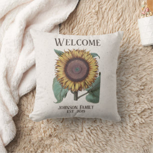 Coussin Signature Tournesol de Bienvenue Vintage