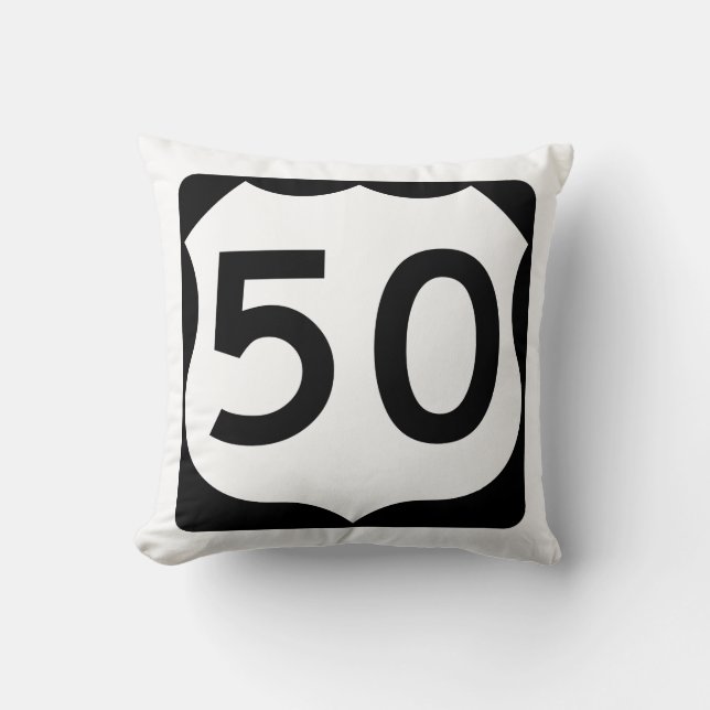 Coussin Signe de l'itinéraire 50 des USA (Recto)